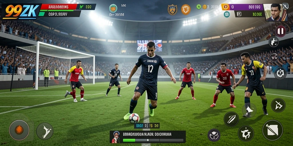 Tampilan gameplay seru dari 99ZK menunjukkan aksi olahraga yang menegangkan.