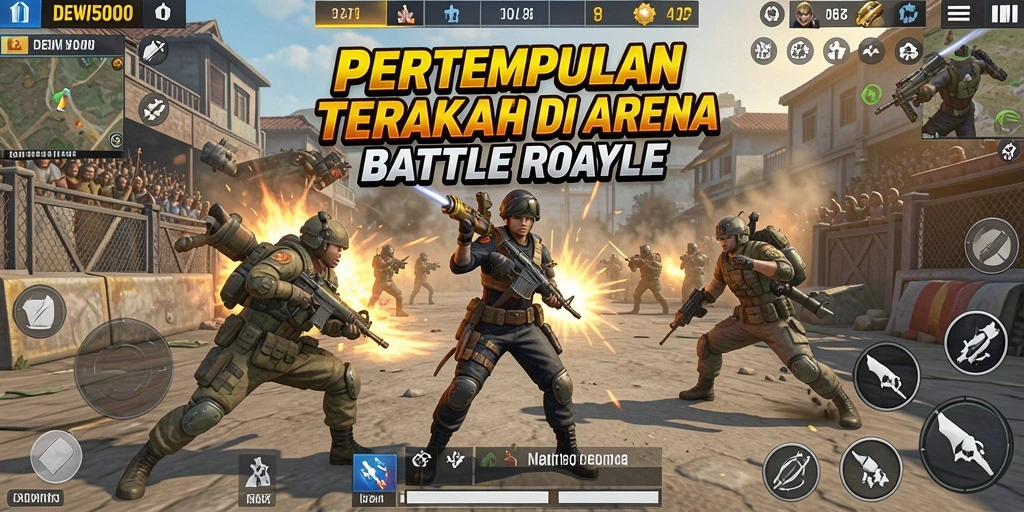 Tampilan gameplay menegangkan dalam pertempuran Battle Royale.