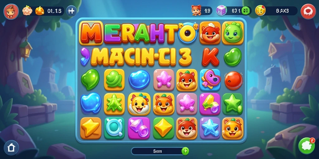 Tampak gameplay Match-3 yang penuh warna dan menantang.
