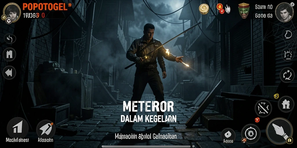 Screenshot momen menegangkan dalam game horror POPOTOGEL.