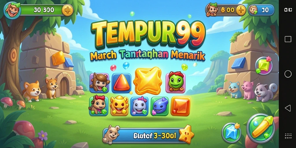 Gameplay seru dari game Match-3 TEMPUR99 menantang dan menghibur.
