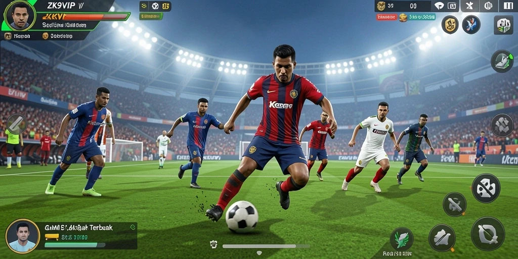 Screenshot ZK9VIP menampilkan aksi seru permainan sepak bola.